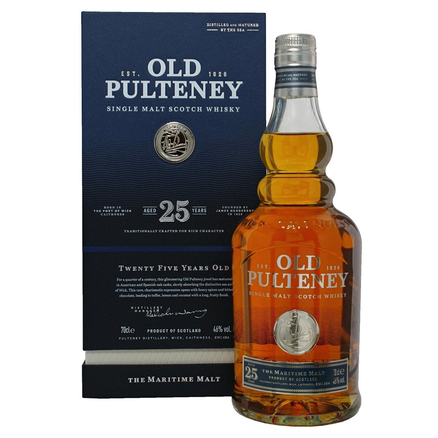 Old Pulteney 25 Years Old Single Malt Scotch Whisky 46% Vol. 0,7l in Giftbox
