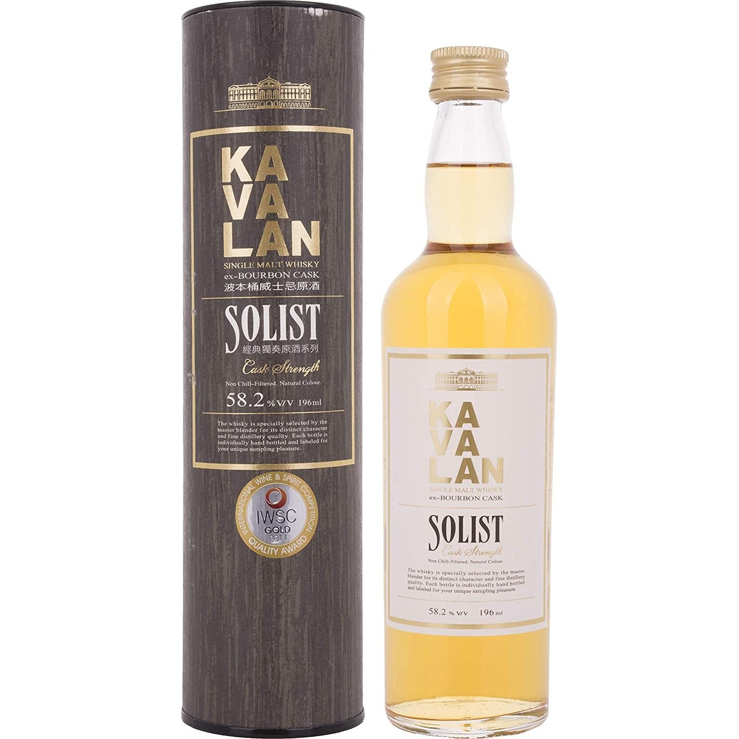 Kavalan SOLIST Single Malt Whisky ex-BOURBON CASK 58,2% Vol. 0,196l in Giftbox